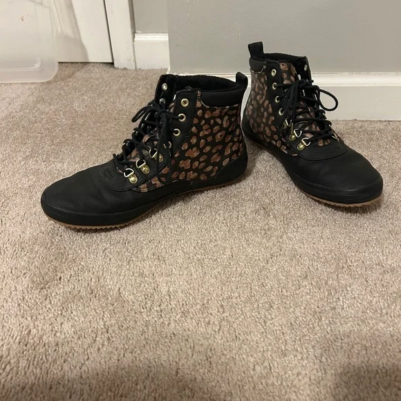 Keds Leopard Print High-Top Rain Boots Size 10 with dream foam - Picture 2 of 9